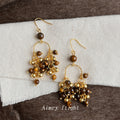 Gold Tiger Eye Stone Tassel Chandelier Drop Earrings Pair view 3