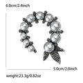 Graduated Pearl Crescent Brooch With Crystal Leaf Tips view 6