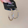 Gold Tone Crystal Lined C Hoop Stud Earrings Jewelry Pair view 6