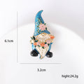 Blue Hat Gnome Enamel Brooch with Floral Details Character Pin view 5