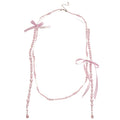 Long Pearl Strand Necklace With Crystal Bow Accents view 5