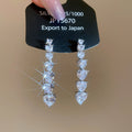 Crystal Heart Linear Drop Stud Earrings in Two Finishes view 6