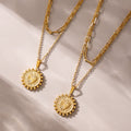 Double Layer Gold Necklace Paperclip Chain Heart Medallion Pendant view 2