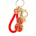 Red Crystal Butterfly Guitar Keychain with Gold Tone Hardware view 5