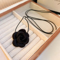 Fabric Rose Cord Choker Necklaces Red Black Two Sizes view 9