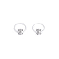Silver Open Hoop Filigree Ball Small Huggie Earrings view 5