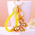 Large Gem Butterfly Keychains in Multicolor Yellow and Pink with Fortune Loops view 4