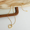 Gold Open Heart Pendant Necklace Thin Rope Chain Metal view 3