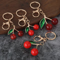 Red Cherry Keychain With Split Ring And Lobster Clasp, 4 Styles view 1