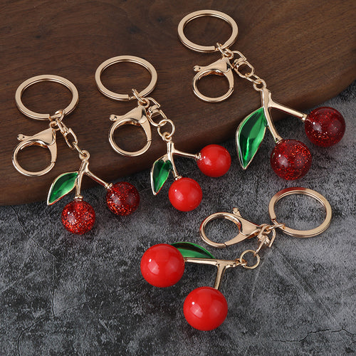 Minimalist Cherry Zinc Alloy Keychain Bag Charm Accessory