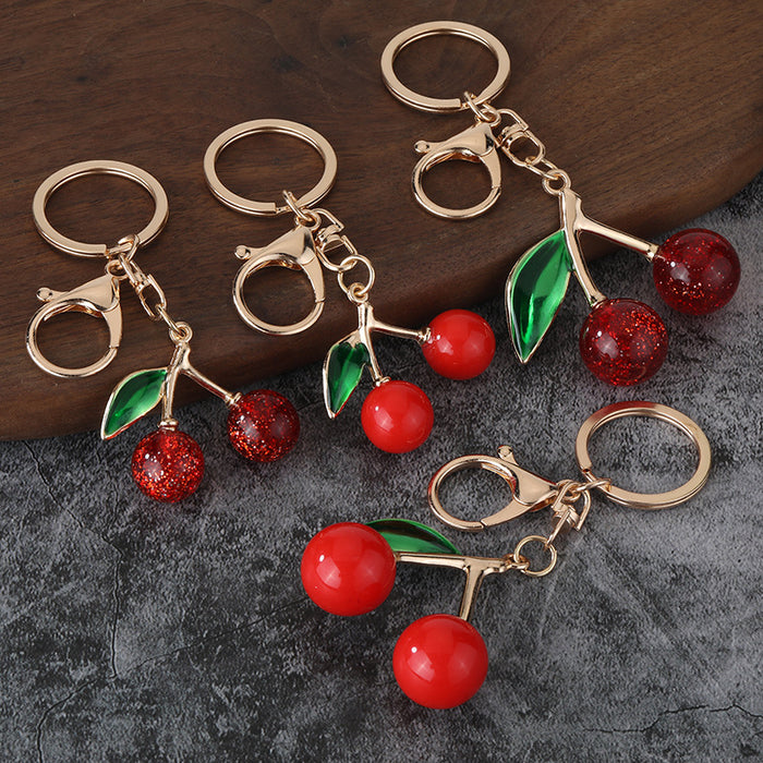 Minimalist Cherry Zinc Alloy Keychain Bag Charm Accessory