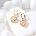 Gold Tone Faceted Crystal Heart Huggie Earrings 6 Colors view 2