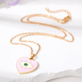 Gold Tone Heart Enamel Lash Evil Eye Pendant Necklaces view 2