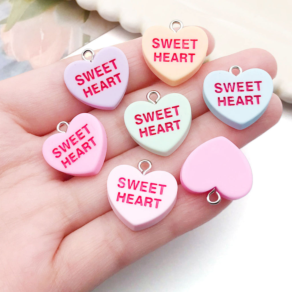 Resin Colorful Letter Heart charm pendants for DIY necklace keychain jewelry making
