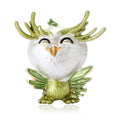 Antlered Owl Brooch in Four Enamel Colorways Clothing Pin view 1