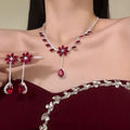 Flower Teardrop Zircon Necklace Earring Set 5 Colors view 1