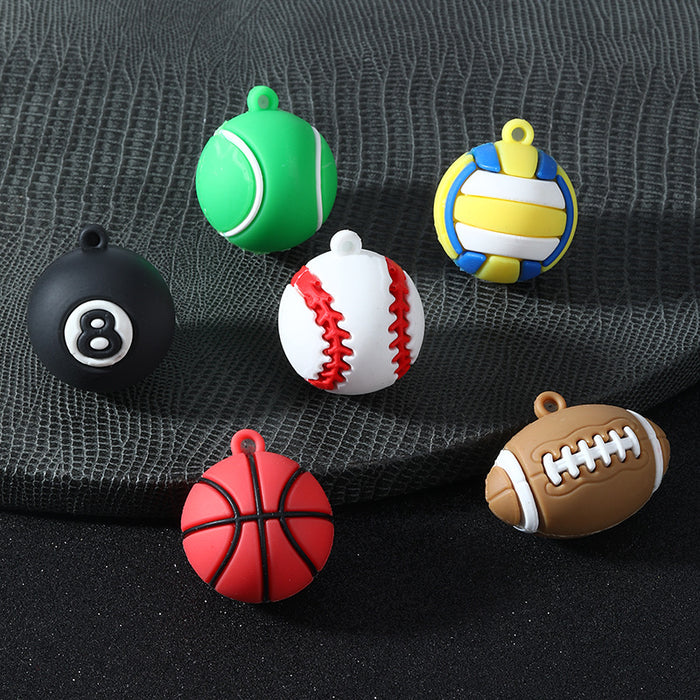 Soft Rubber Mini Sports Ball Charm Pendant Seven Styles