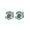 Blue Green Crystal Floral Stud Earrings Fashion Jewelry view 5