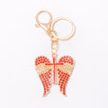 Rhinestone Angel Wings Cross Metal Keychain Gold Clip view 5