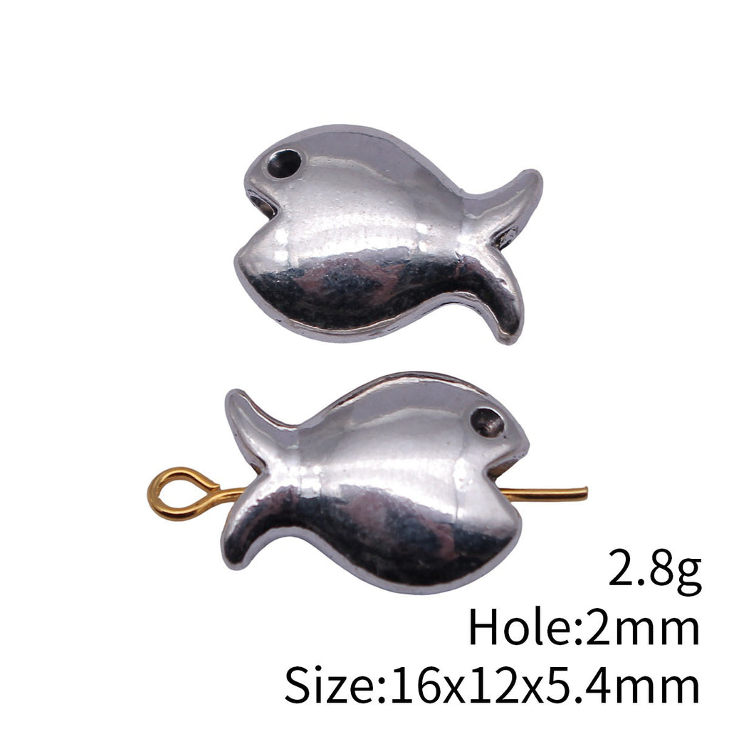 16x12x5.4mm 2.8g Antique Silver Tone Zinc Alloy Fish Loose Metal Beads for DIY Bracelet Jewelry