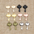 Heart Bow Key Metal Charms in Eight Finish Options view 2