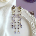 Purple Butterfly Vine Tassel Earrings With Beaded Drops view 3