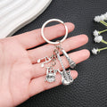 Silver Tone Guitar, Drum and Microphone Music Keychain view 3