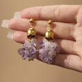 Crystal Chip Cluster Drop Earrings Gold Bell Cap Stainless view 4