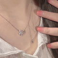 Flower Butterfly Tassel Necklace in Silver Tone Jewelry view 3