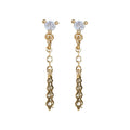 Crystal Bar and Chain Tassel Drop Earrings in Polished Gold Tone view 5