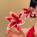 Fabric Lily Pearl Duckbill Hair Clips Red Purple Styles view 3