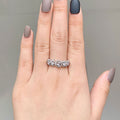 Silver Tone Five Square Clear Crystal Band Ring Jewelry view 4