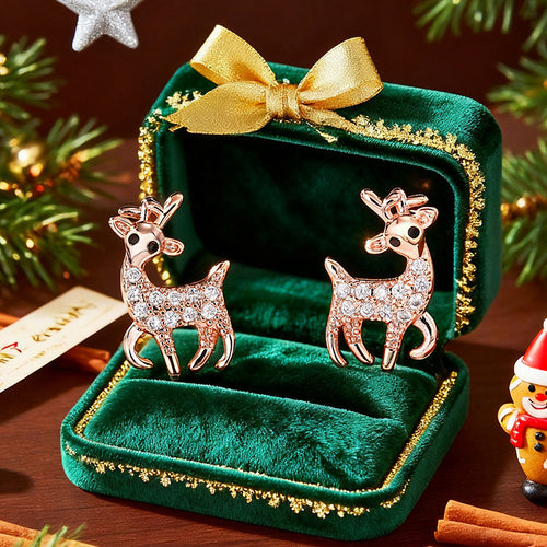 Image 2 showing crystal reindeer stud earrings