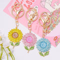 Rhinestone Sunflower Keychain Metal Flower Bag Charm view 2