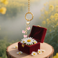 Pink Triple Butterfly Charm Keychain With Gold-Tone Lobster Clasp view 3