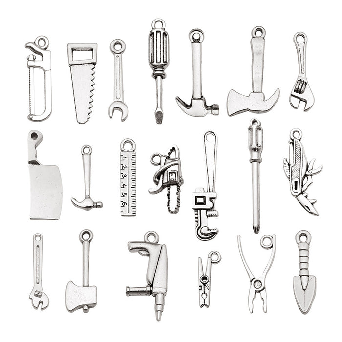 Antique Silver Hand Tool Metal Charms with 26 Listed Options