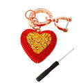 Jeweled Gold Heart Keychains in Red Green Gold White and Assorted Colors view 5