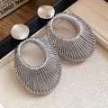 Woven Open Oval Statement Earrings In Two Tones Jewelry Design view 7