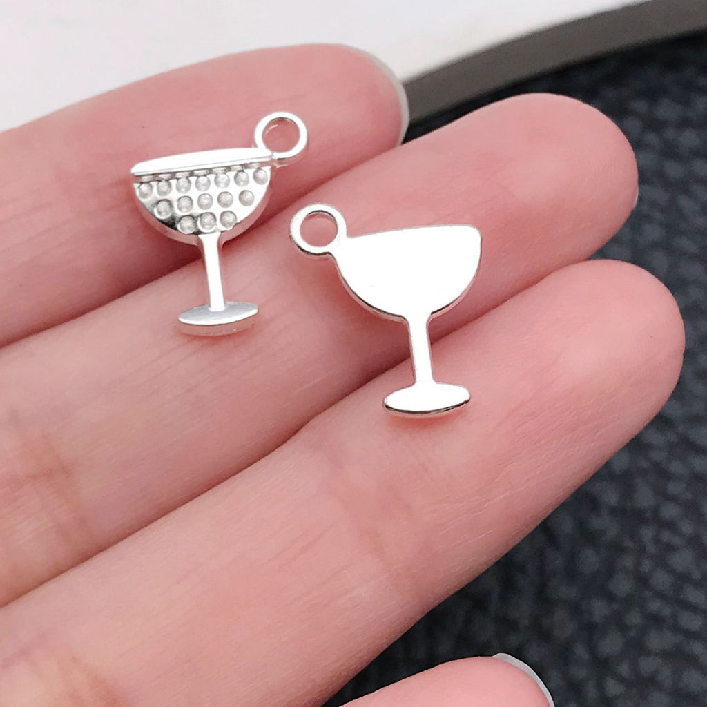 Bright Silver Zinc Alloy Red Wine Bottle charm pendant for DIY bracelet necklace making