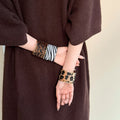 Wide Leopard Pattern Cuff Bracelet In Dark Or Light Brown With Gold Tone Edges view 3