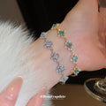 Blue Square Clear Square And Flower Crystal Bracelet Designs view 1