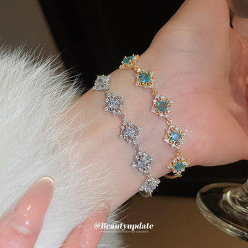 Blue Square Clear Square And Flower Crystal Bracelet Designs