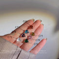 Silver Heart Crystal Stud Earrings Pink and Yellow view 4