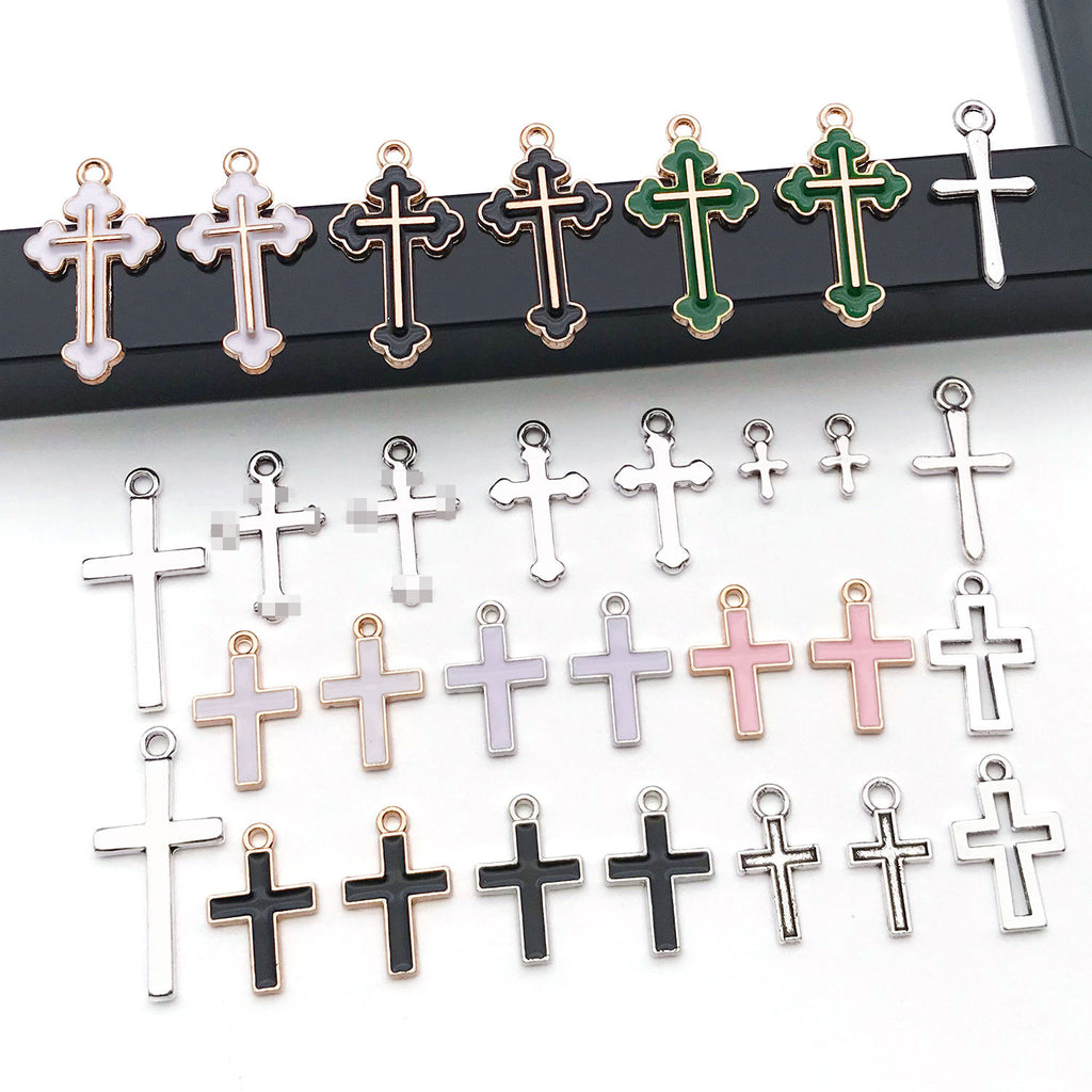 Enamel Zinc Alloy Cross Charm Pendant for DIY Punk Earrings Necklace Bracelet Jewelry
