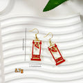 Red Guillotine Gothic Drop Earrings with Stainless Steel Ear Wires view 4