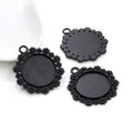 Floral Round Cabochon Pendant Setting in Two Antique Finishes view 4