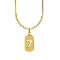 Gold Steel Rose Number 7 Dog Tag Snake Chain Necklaces view 5