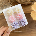 Resin Rose Flower Stud Earring Sets Two Multicolor Cards view 3
