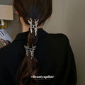 Silver Tone Sculpted Butterfly Hair Claw With Liquid Metal Look view 4
