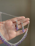 Crystal Teardrop Necklace and Earring Set with Reflective Details view 6
